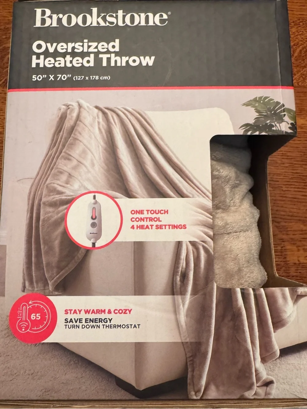 Brookstone Oversized Heated Throw - Taupe